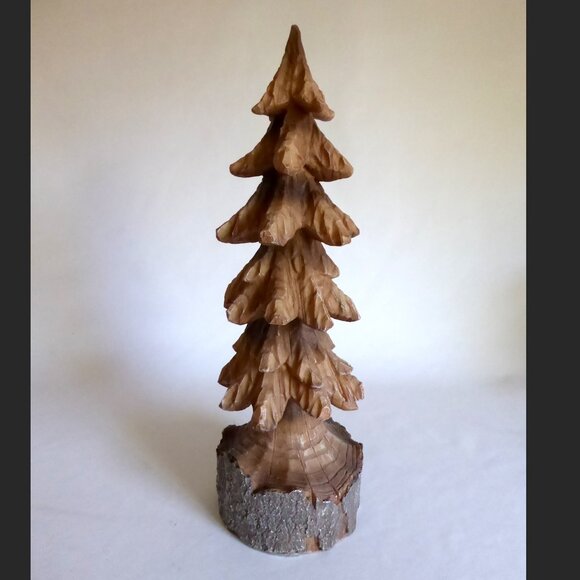 NEW 18” RESIN RUSTIC REALISTIC FAUX CARVED WOOD LOG TREE SCULPTURE CABIN DECOR - Picture 4 of 7
